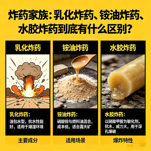 掇刀炸药家族：乳化炸药、铵油炸药、水胶炸药到底有什么区别？